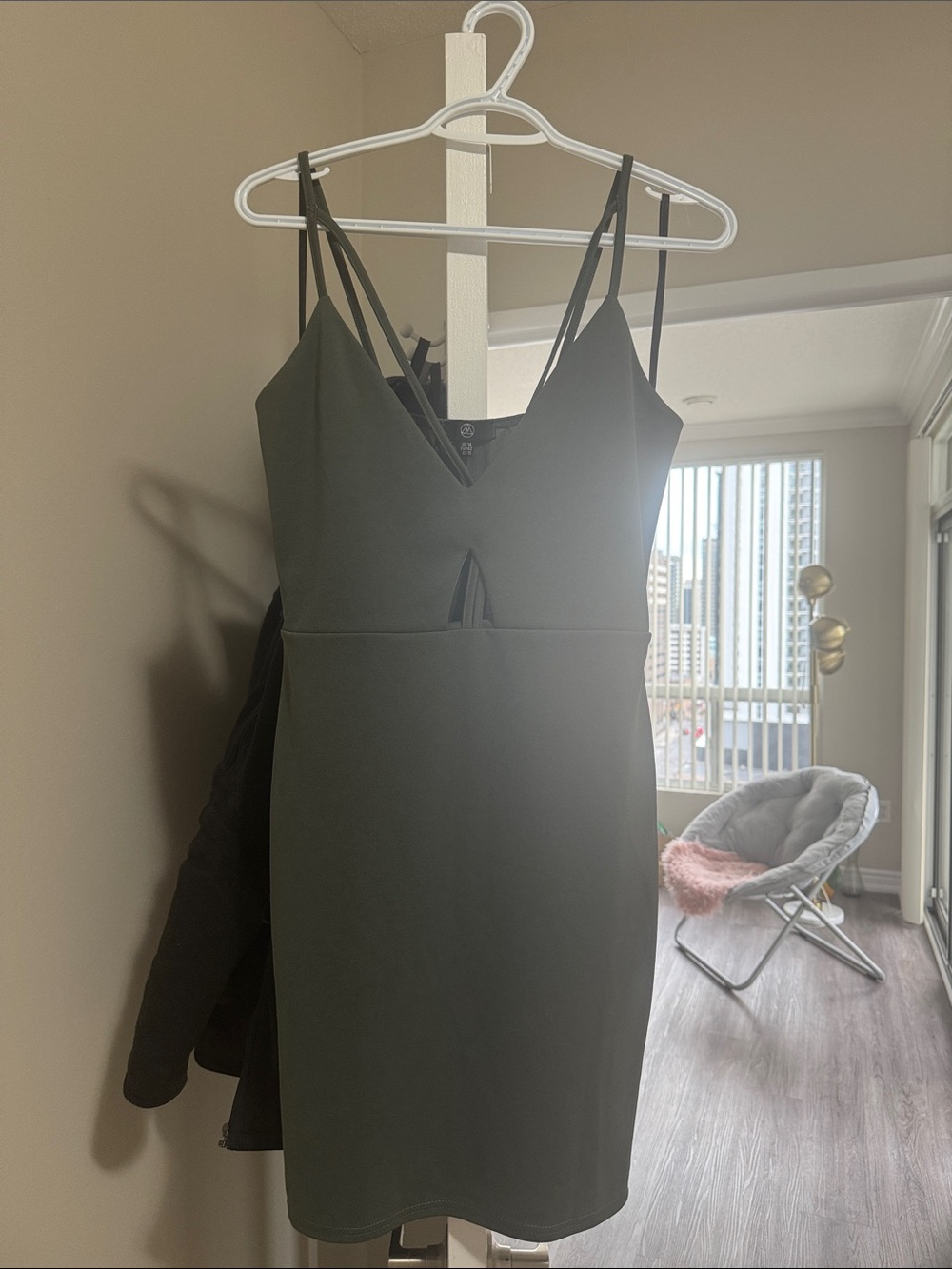 Missguided Olive Green Double Strap Mini Dress